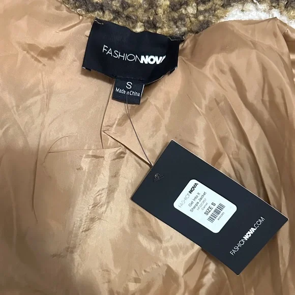 Fashion Nova Brown and Cream Teddy Jacket - Picture 9 of 9